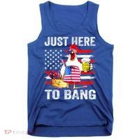 Just Here To Bang USA Flag Chicken Beer Firework 4th Of July Tank Top thumb 0