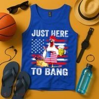 Just Here To Bang USA Flag Chicken Beer Firework 4th Of July Tank Top thumb 4