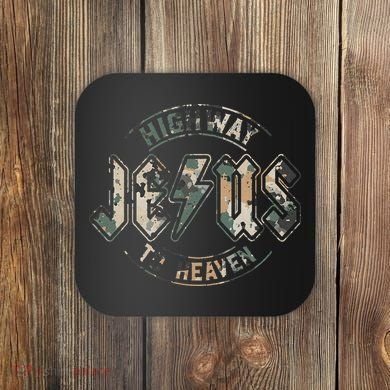Jesus Highway To Heaven Camo Camouflage Coaster