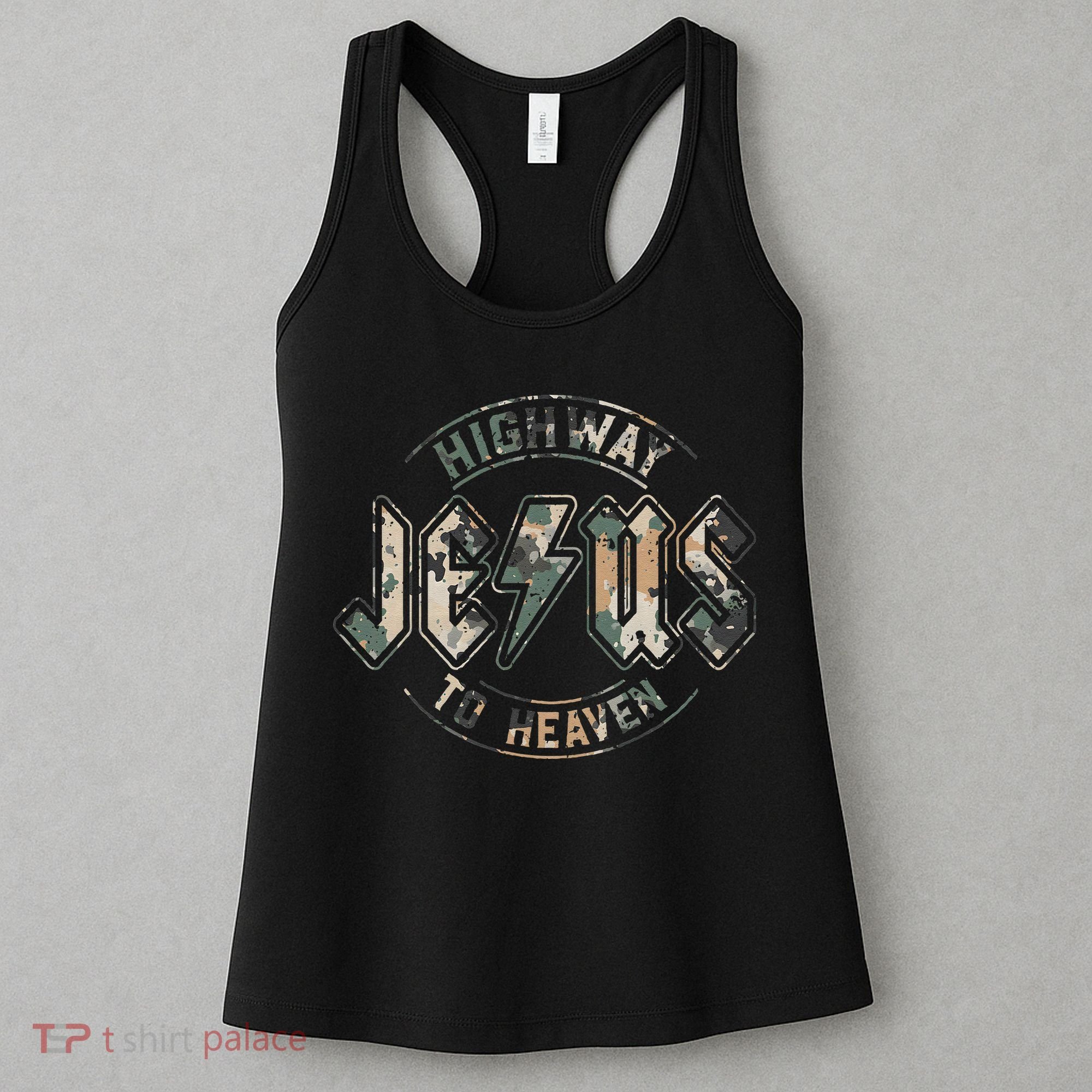 Jesus Highway To Heaven Camo Camouflage Women's Tank Top