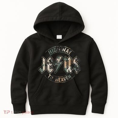 Jesus Highway To Heaven Camo Camouflage Kids Hoodie