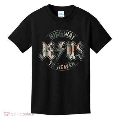 Jesus Highway To Heaven Camo Camouflage Kids T-Shirt