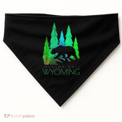 Jackson Hole Wyoming Bear And Trees Jackson Hole USA-Made Doggie Bandana