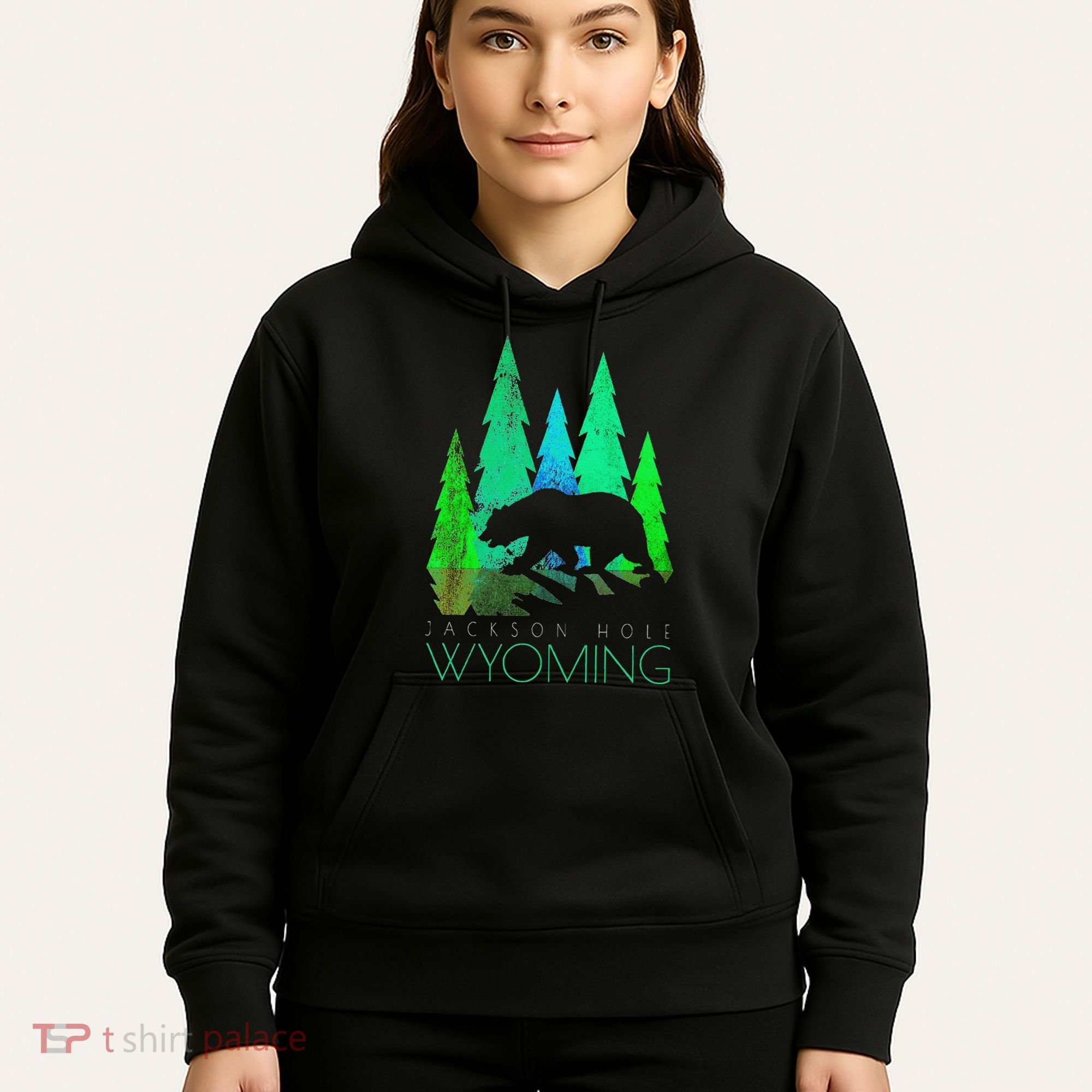 Jackson Hole Wyoming Bear And Trees Jackson Hole Hoodie