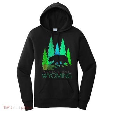 Jackson Hole Wyoming Bear And Trees Jackson Hole Women's Hoodie