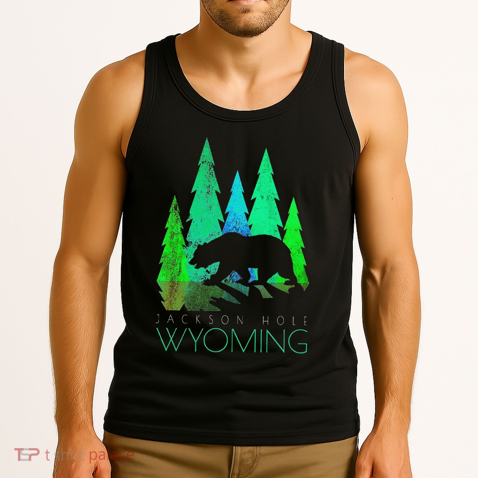 Jackson Hole Wyoming Bear And Trees Jackson Hole Tank Top