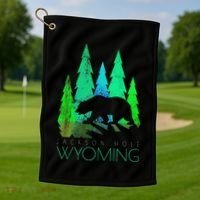 Jackson Hole Wyoming Bear And Trees Jackson Hole Golf Towel thumb 1
