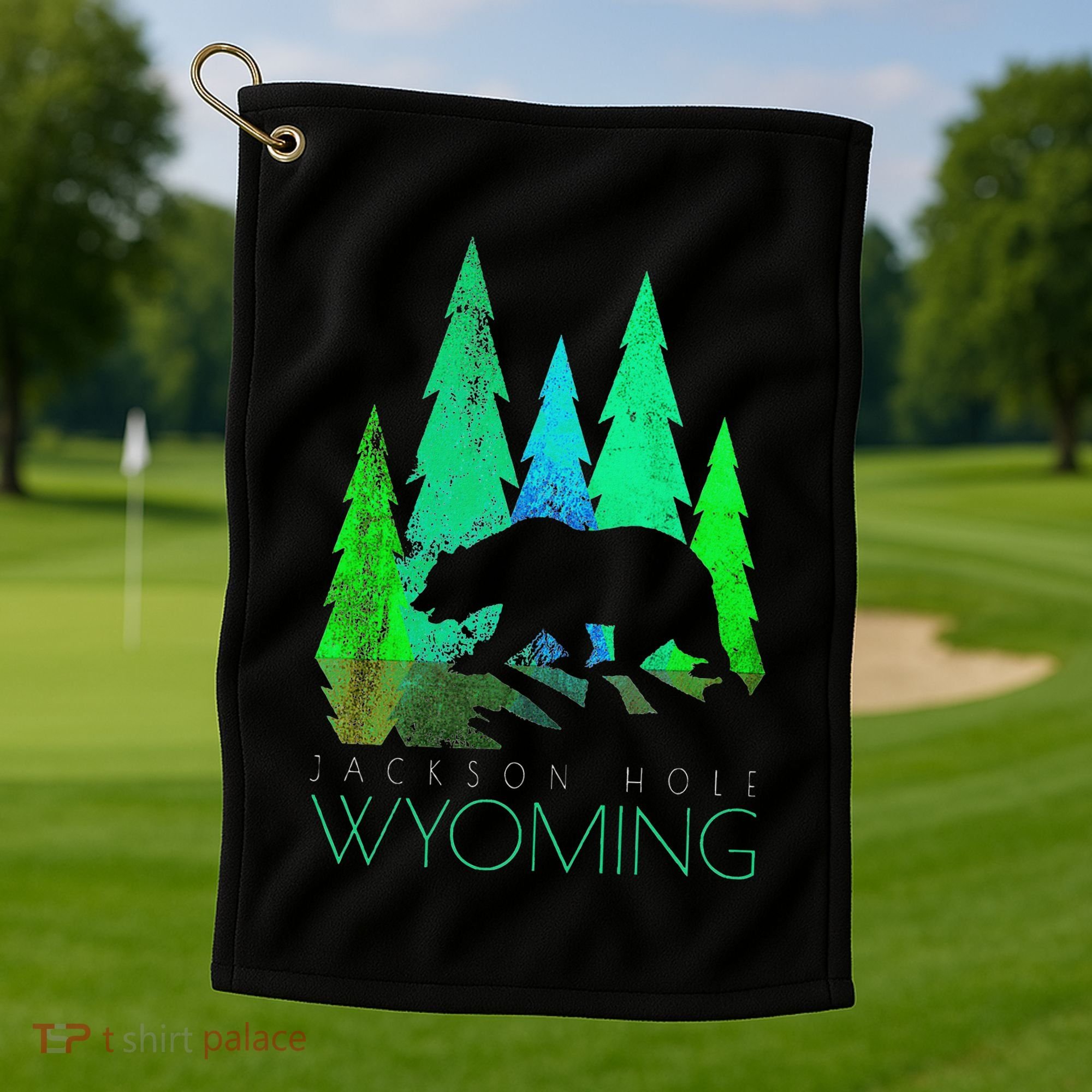 Jackson Hole Wyoming Bear And Trees Jackson Hole Golf Towel