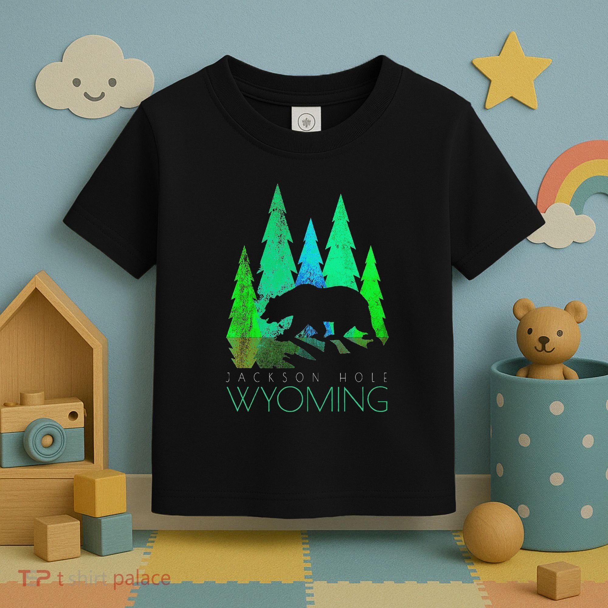 Jackson Hole Wyoming Bear And Trees Jackson Hole Toddler T-Shirt