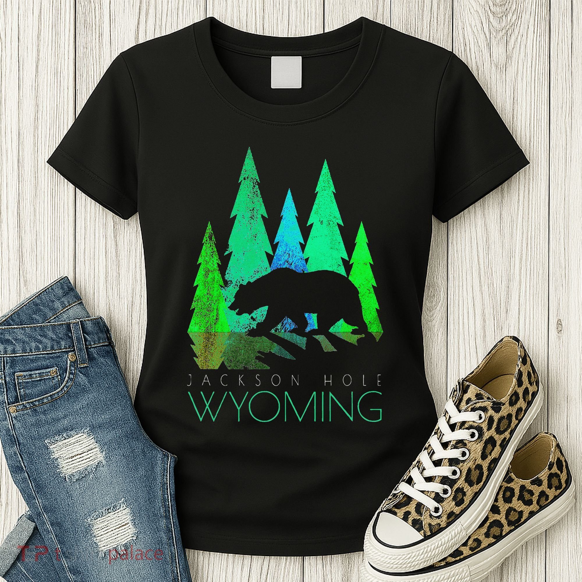 Jackson Hole Wyoming Bear And Trees Jackson Hole Women's T-Shirt