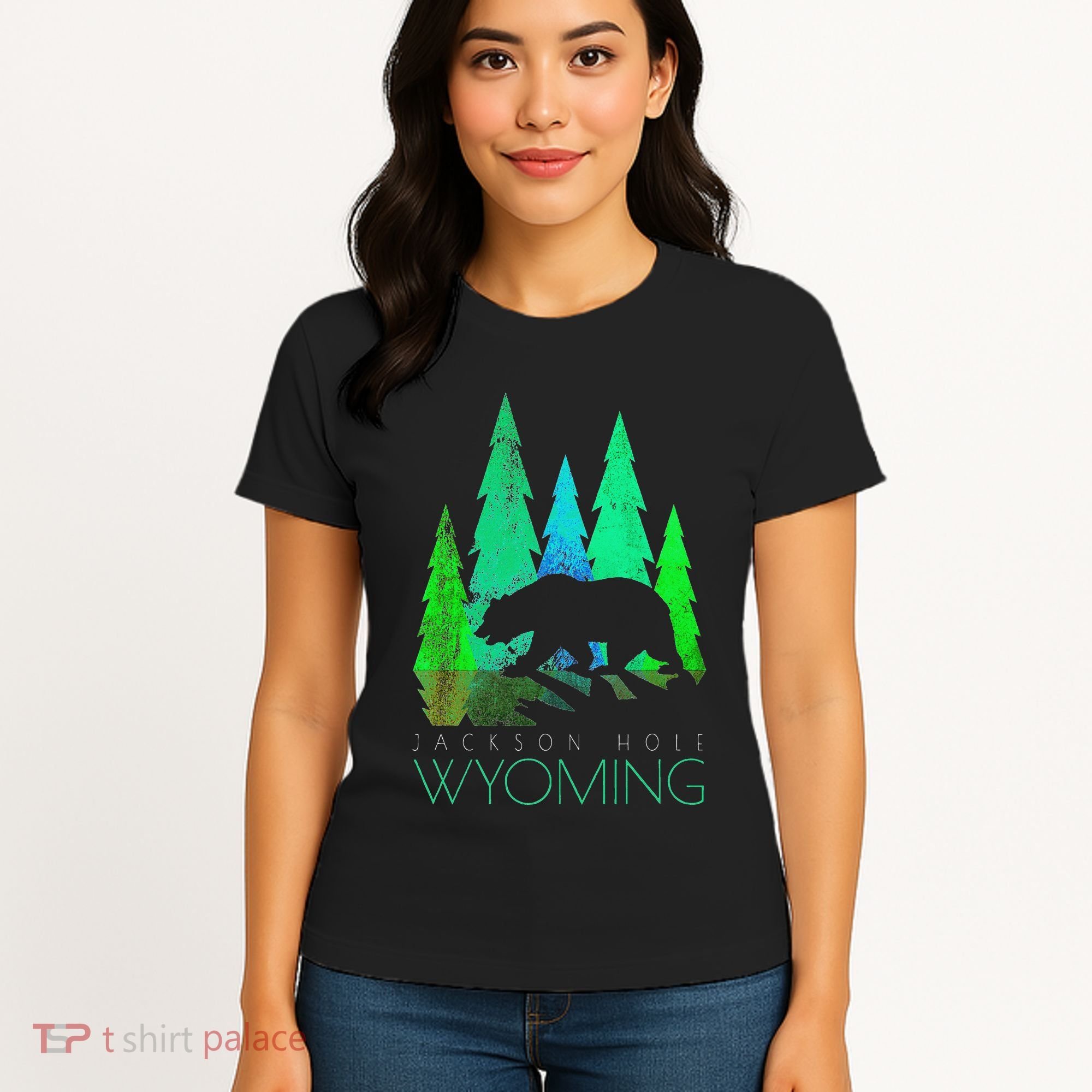 Jackson Hole Wyoming Bear And Trees Jackson Hole Women's T-Shirt