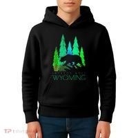 Jackson Hole Wyoming Bear And Trees Jackson Hole Kids Hoodie thumb 4