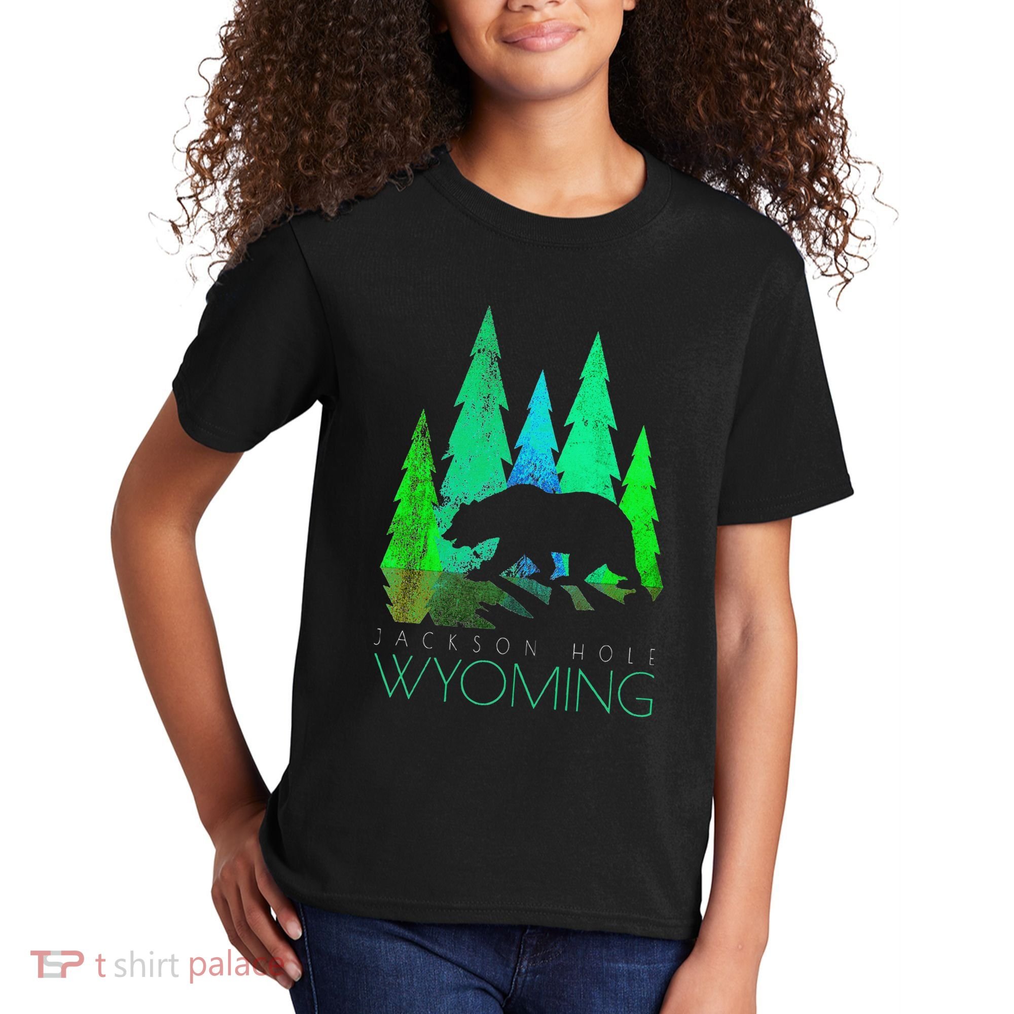 Jackson Hole Wyoming Bear And Trees Jackson Hole Kids T-Shirt