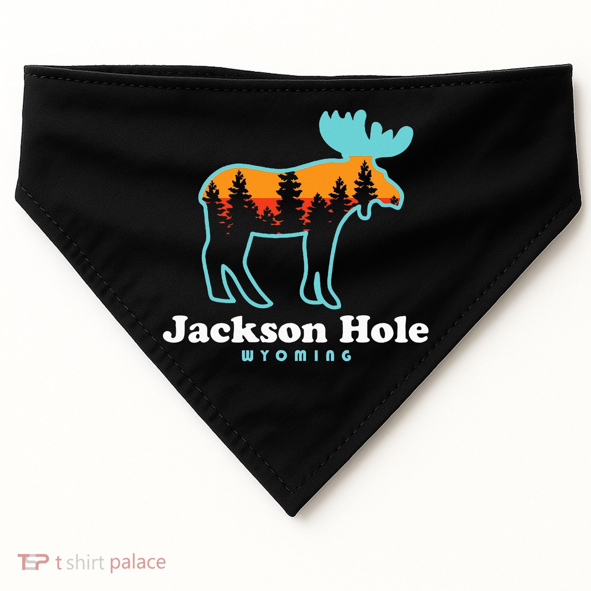 Jackson Hole Wyoming Moose Mountains Grand Tetons USA-Made Doggie Bandana