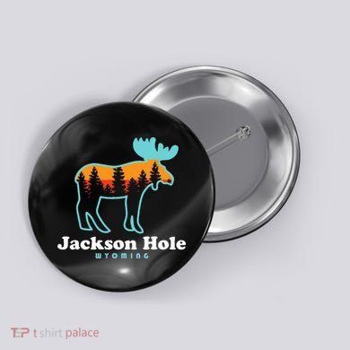 Jackson Hole Wyoming Moose Mountains Grand Tetons Button