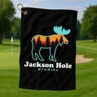Jackson Hole Wyoming Moose Mountains Grand Tetons Golf Towel thumb 1