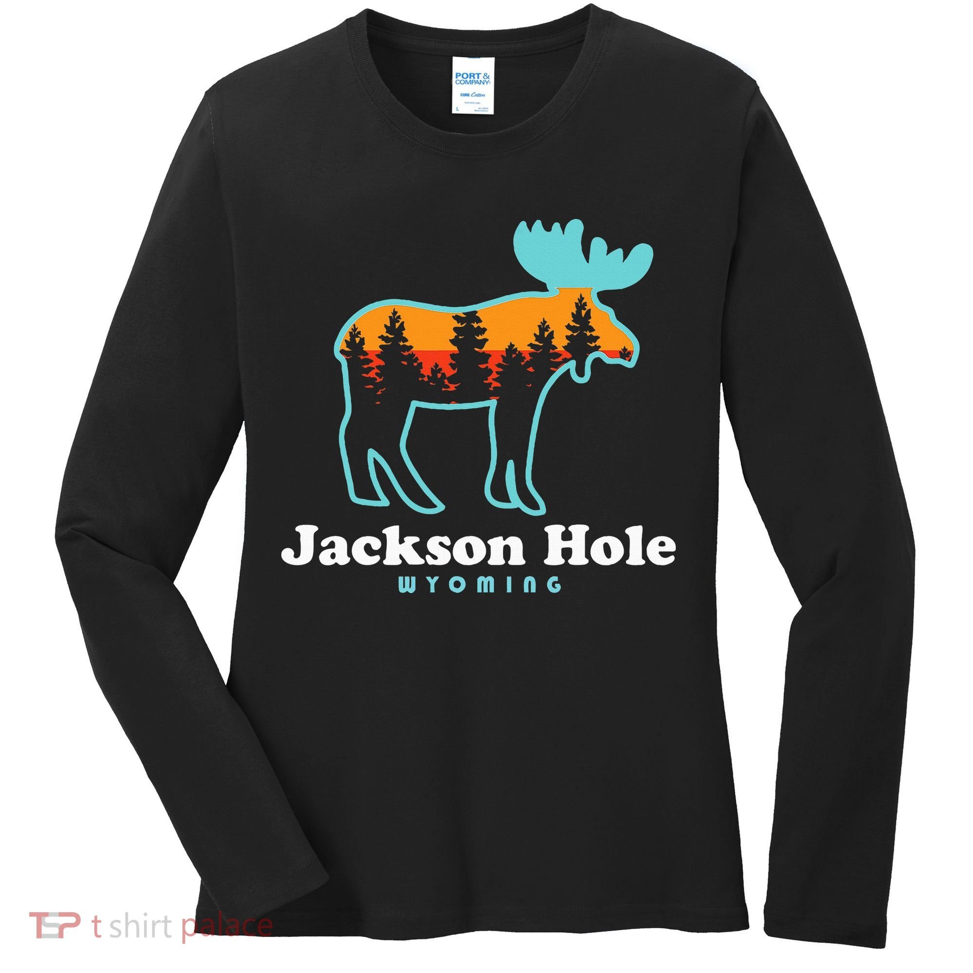 Jackson Hole Wyoming Moose Mountains Grand Tetons Women's Long Sleeve Shirt