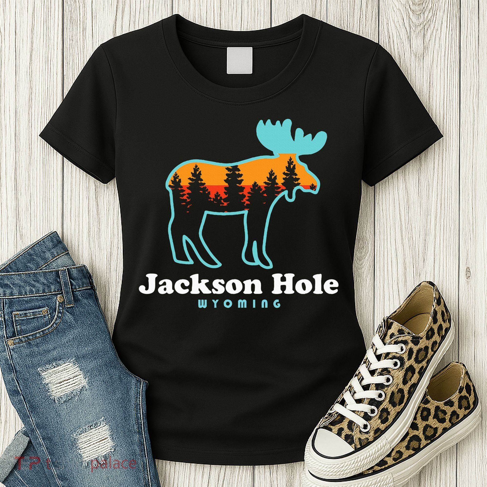 Jackson Hole Wyoming Moose Mountains Grand Tetons Women's T-Shirt