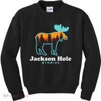 Jackson Hole Wyoming Moose Mountains Grand Tetons Kids Sweatshirt thumb 0