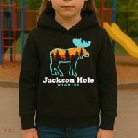 Jackson Hole Wyoming Moose Mountains Grand Tetons Kids Hoodie thumb 3