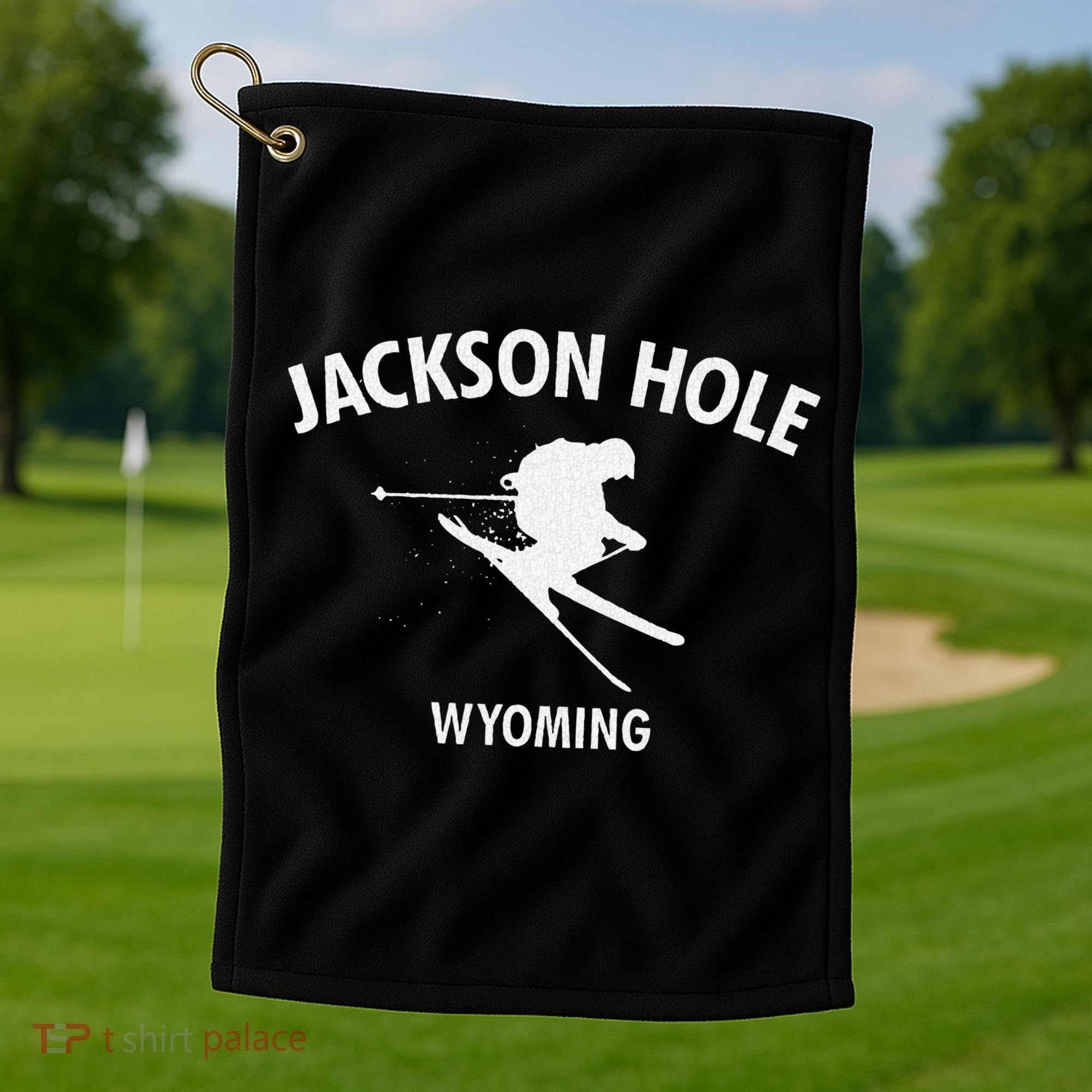 Jackson Hole Wyoming Skiing Golf Towel