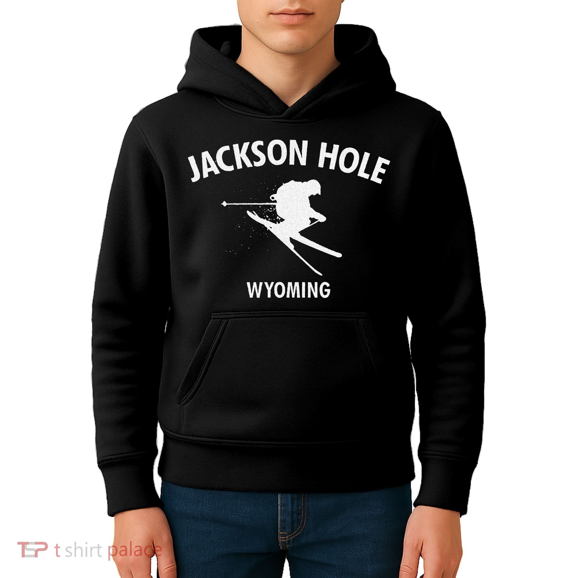 Jackson Hole Wyoming Skiing Kids Hoodie