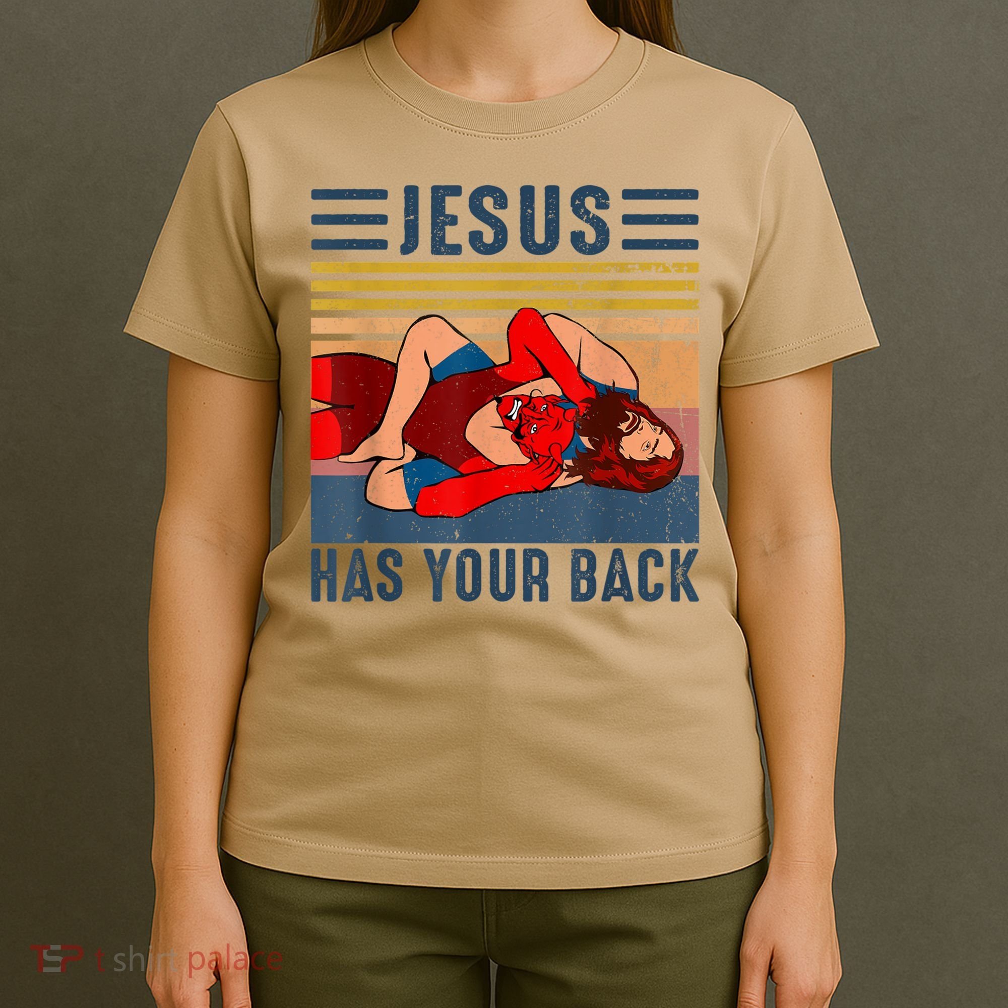 Jesus Has Your Back Wrestling Vintage T-Shirt