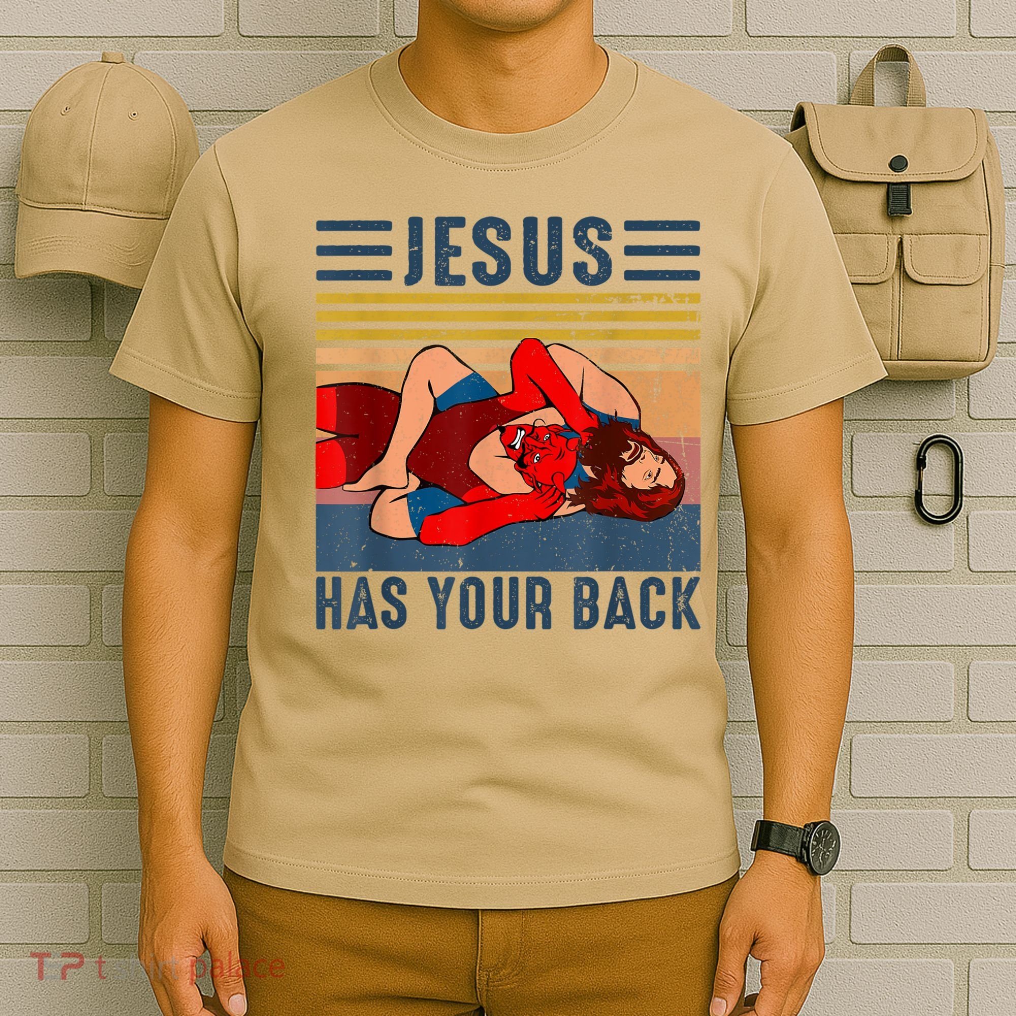 Jesus Has Your Back Wrestling Vintage T-Shirt