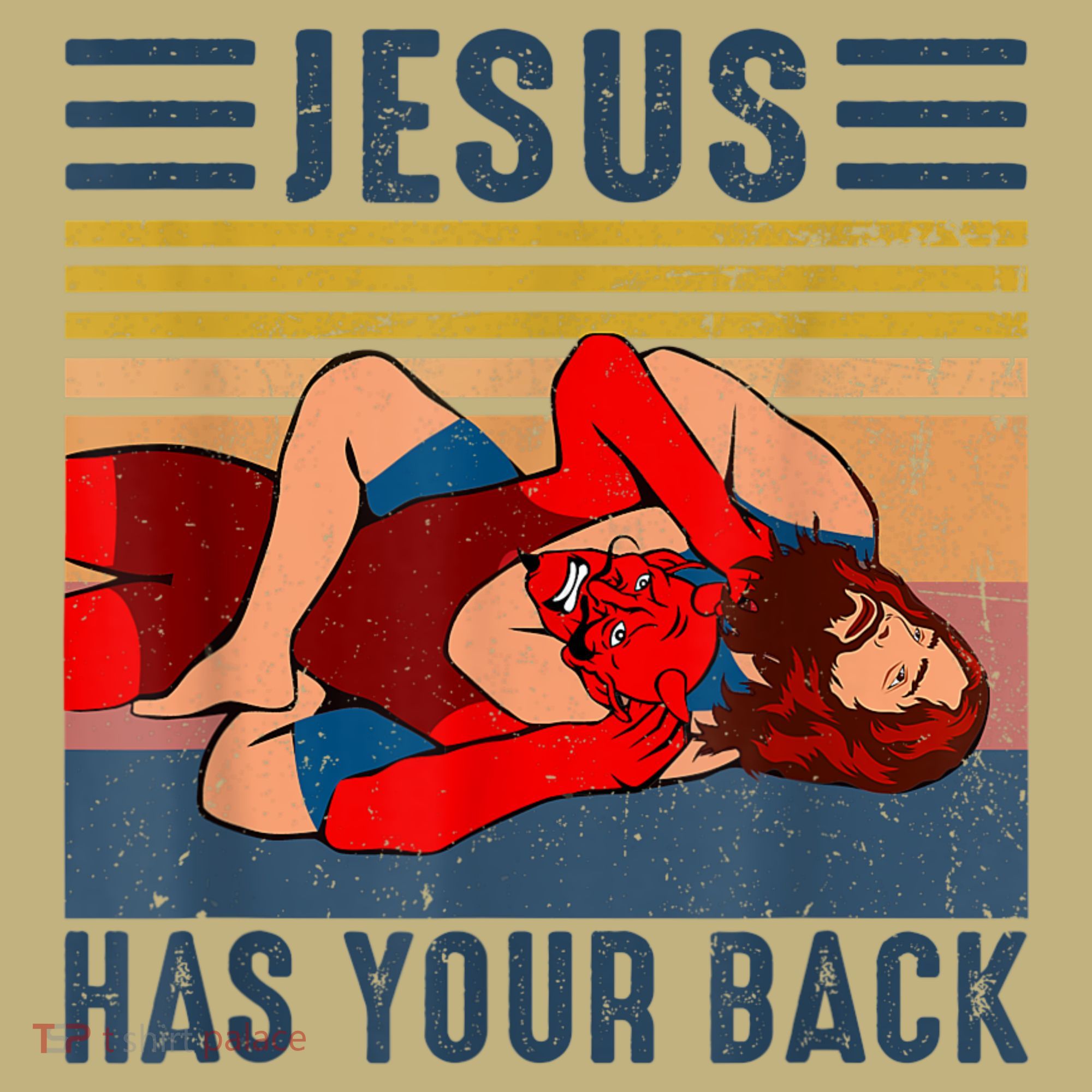 Jesus Has Your Back Wrestling Vintage T-Shirt