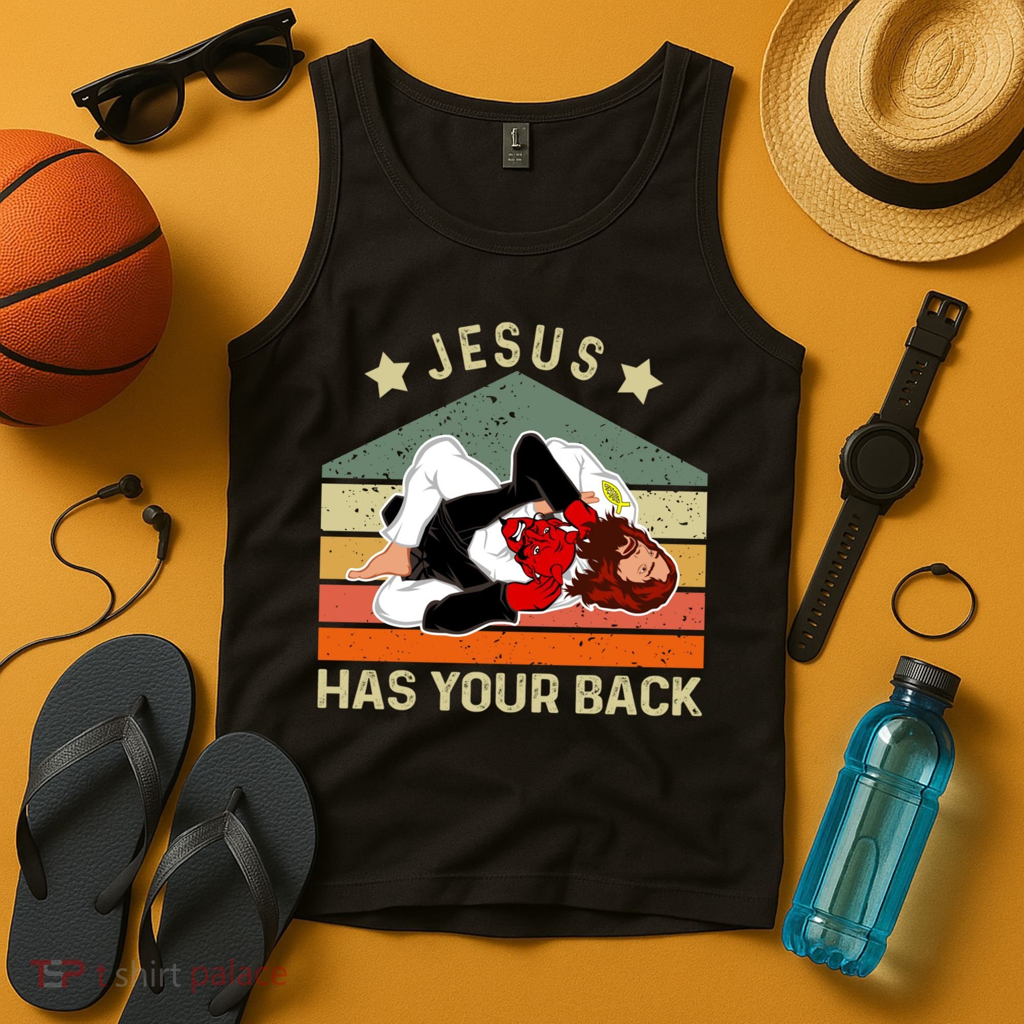 Jesus Has Your Back Brazilian Jiu Jitsu Jesus Tank Top