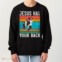Jesus Has Your Back Jiu Jitsu Retro Christian Women's Sweatshirt thumb 0