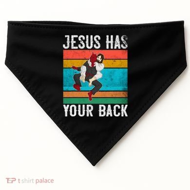 Jesus Has Your Back Jiu Jitsu Retro Christian USA-Made Doggie Bandana