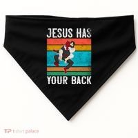 Jesus Has Your Back Jiu Jitsu Retro Christian USA-Made Doggie Bandana thumb 0