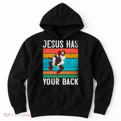 Jesus Has Your Back Jiu Jitsu Retro Christian Hoodie