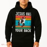 Jesus Has Your Back Jiu Jitsu Retro Christian Hoodie thumb 2