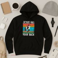 Jesus Has Your Back Jiu Jitsu Retro Christian Hoodie thumb 3