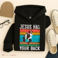 Jesus Has Your Back Jiu Jitsu Retro Christian Hoodie thumb 4
