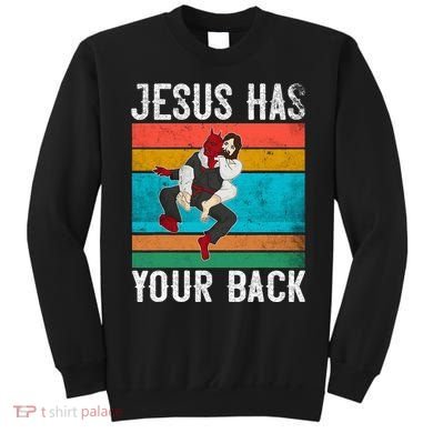 Jesus Has Your Back Jiu Jitsu Retro Christian Sweatshirt