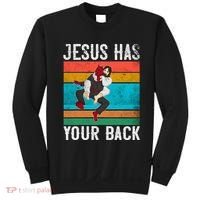 Jesus Has Your Back Jiu Jitsu Retro Christian Sweatshirt thumb 0