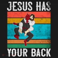 Jesus Has Your Back Jiu Jitsu Retro Christian Sweatshirt thumb 3