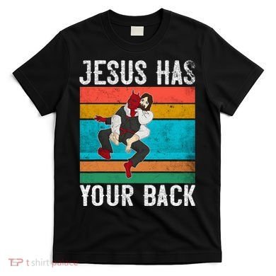 Jesus Has Your Back Jiu Jitsu Retro Christian T-Shirt