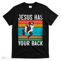 Jesus Has Your Back Jiu Jitsu Retro Christian T-Shirt thumb 0