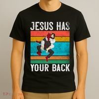 Jesus Has Your Back Jiu Jitsu Retro Christian T-Shirt thumb 3