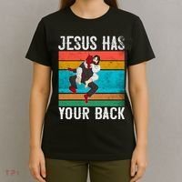Jesus Has Your Back Jiu Jitsu Retro Christian T-Shirt thumb 4