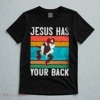 Jesus Has Your Back Jiu Jitsu Retro Christian T-Shirt thumb 5