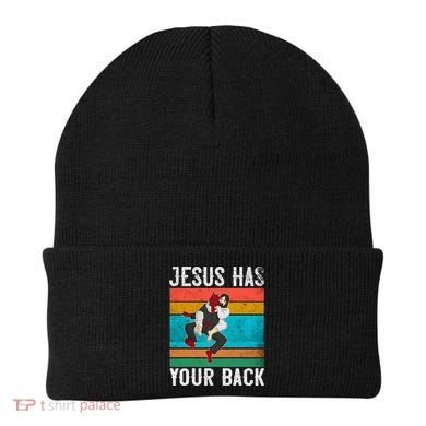 Jesus Has Your Back Jiu Jitsu Retro Christian Beanie