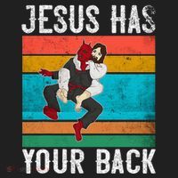 Jesus Has Your Back Jiu Jitsu Retro Christian Beanie thumb 2
