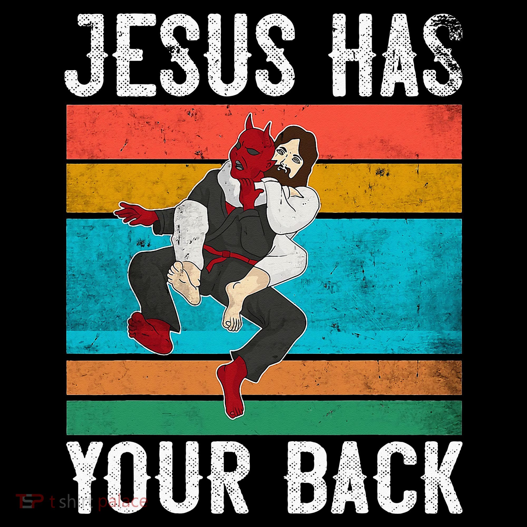 Jesus Has Your Back Jiu Jitsu Retro Christian Women's Hoodie