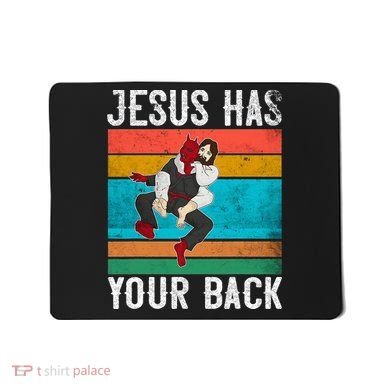 Jesus Has Your Back Jiu Jitsu Retro Christian Mousepad