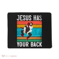 Jesus Has Your Back Jiu Jitsu Retro Christian Mousepad thumb 0